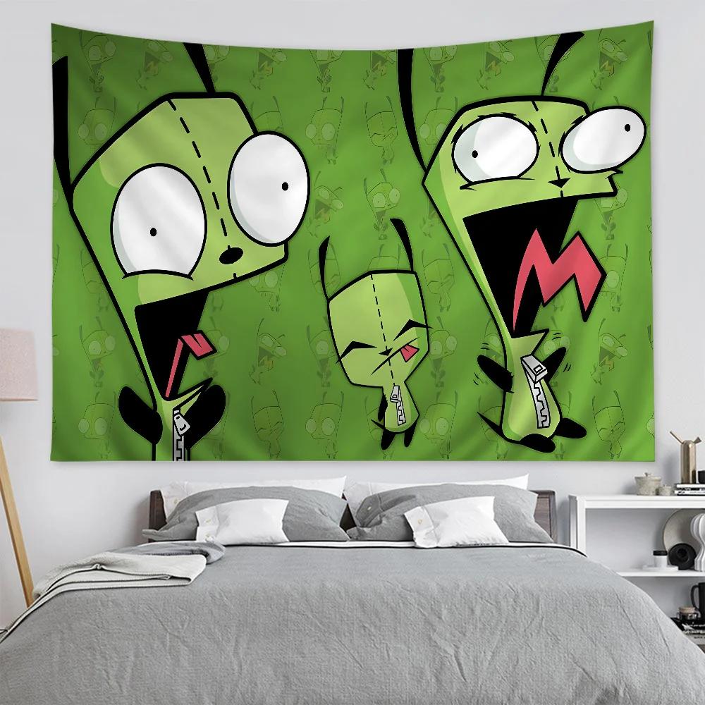 VIKAMA Alien Invaders Tapestry Jill and Alien Tarot Wall Art Cult Cartoon Hippie Decor Perfect for Game Rooms and Dorms