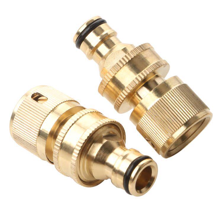 3/4 Inch Brass Garden Hose Quick Connector Set (Male & Female)