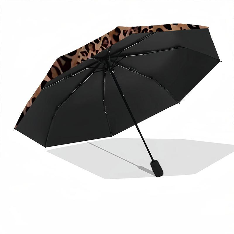 1pc Leopard Print Automatic Open/Close Umbrella, Portable Folding Umbrella, Compact Travel Umbrella For084