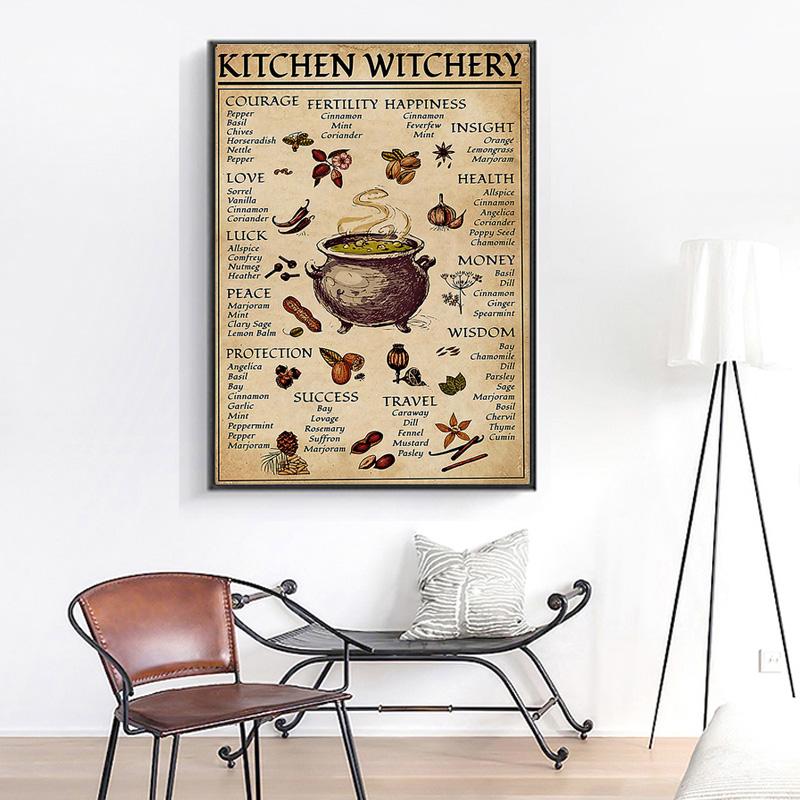 Massivholzrahmen, Hexen, magisches Wissen, Kunst, Malerei, Geschenke, Küche, Hexerei, lustige Poster und Drucke, Dekoration, Leinwand, Wandbilder, Heimdekoration