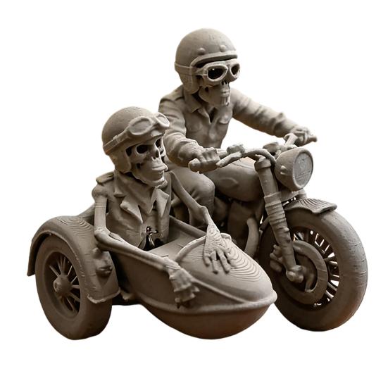 Yousheng 3D Printed Sitting Skeleton Statue, Halloween Indoor Decor Figurines, Mini Skull Figurine Home Decor for Living Room Table Shelf