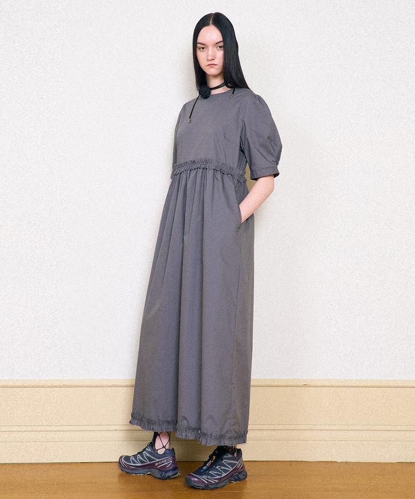 Partimento Woman Puff Sleeve Maxi Dress_Charcoal