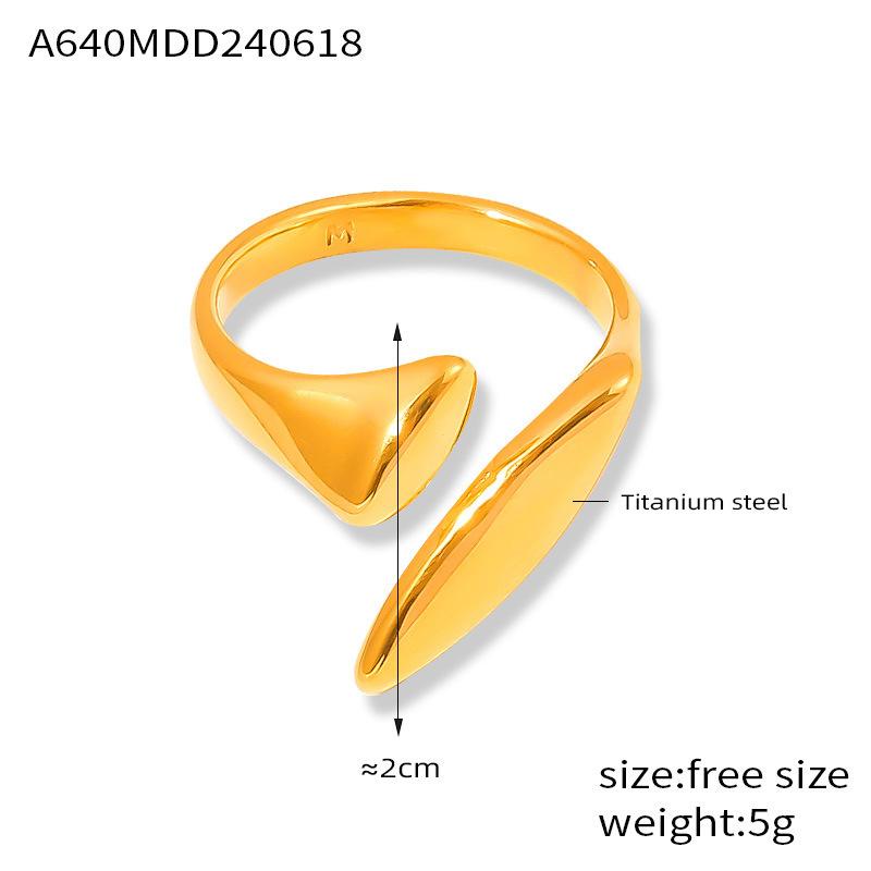 British Trend Fashion Retro Geometric Irregular Open Ring Hip Hop Titanium Steel Gold Plated Ring Women