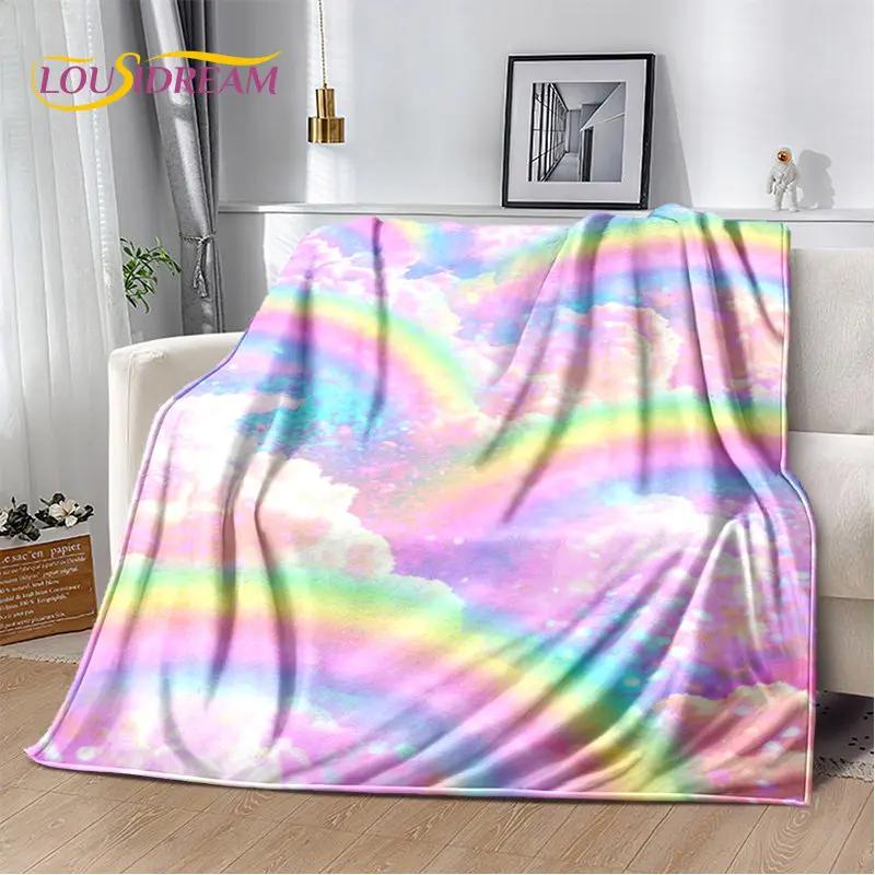 Weiche Plüschdecke mit Regenbogen-Chromatischer Farbillusion, Flanelldecke, Überwurfdecke für Wohnzimmer, Schlafzimmer, Bett, Sofa, Picknick-Abdeckung