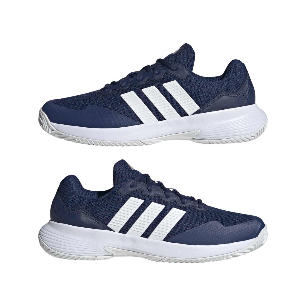 adidas Tennis Shoes Game Court 2 Unisex Adult ONX03 Dark Metallic Cm Blue/Footwear White/Cyber (KI0784) 25.5