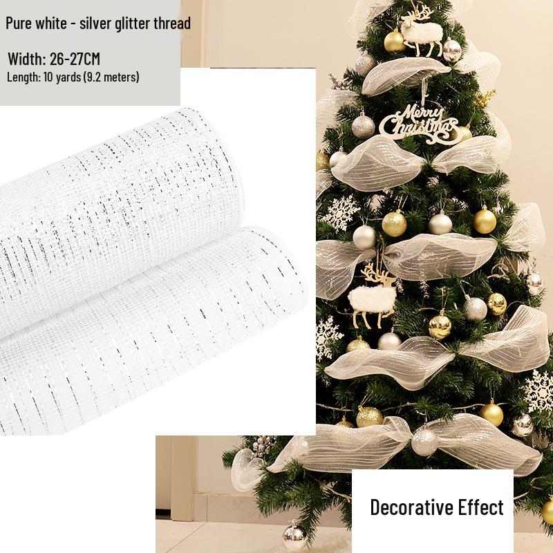 Colorful Christmas Tree Ribbon - Xiaohongshu Internet Celebrity Decoration, Mesh Flower Wreath Bow, New Style