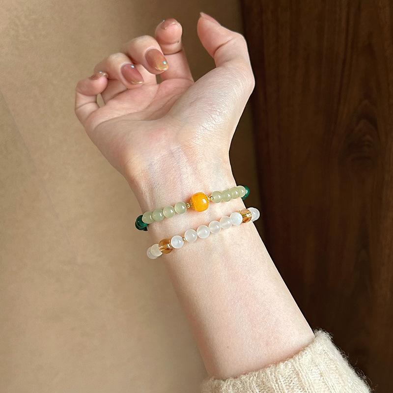 Natuurlijke Hetian jade malachiet kralen armband lichte luxe high sense mode temperament armband nieuwe sieraden vrouwen