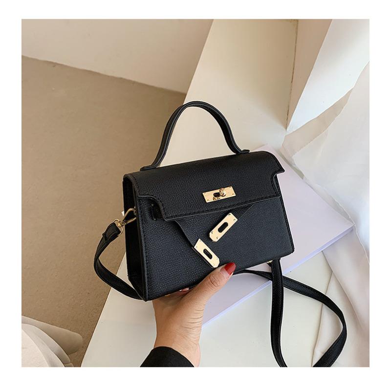 Minimalist Faux Leather Lock Closure Shoulder Bag for Women Trendy Crossbody Purse