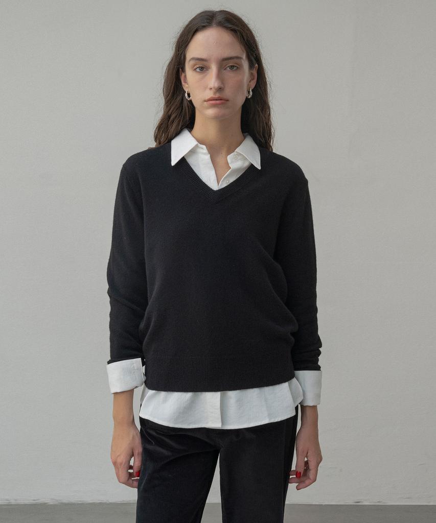 Siyajyu Sikn2124 V-Neck Single Knit_Black