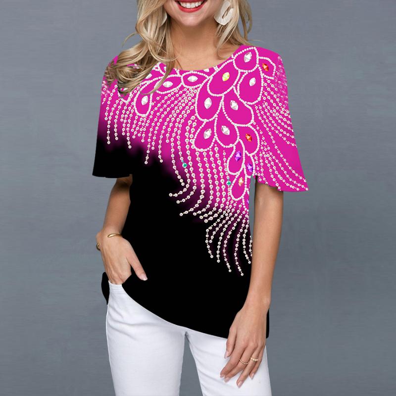 2022 Summer Women's T-shirts Fashion 3d Print Short Sleeve Tops Female Vintage Clothing O Neck Oversized Tees Harajuku T Shirts