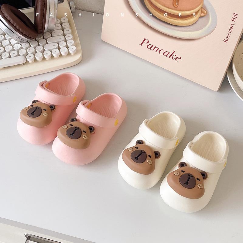 kids Slippers Summer Boys Girls Anti-slip Wearable Cute Baby Cartoon Bear Hole Shoes Wholesale Toddler Sandals