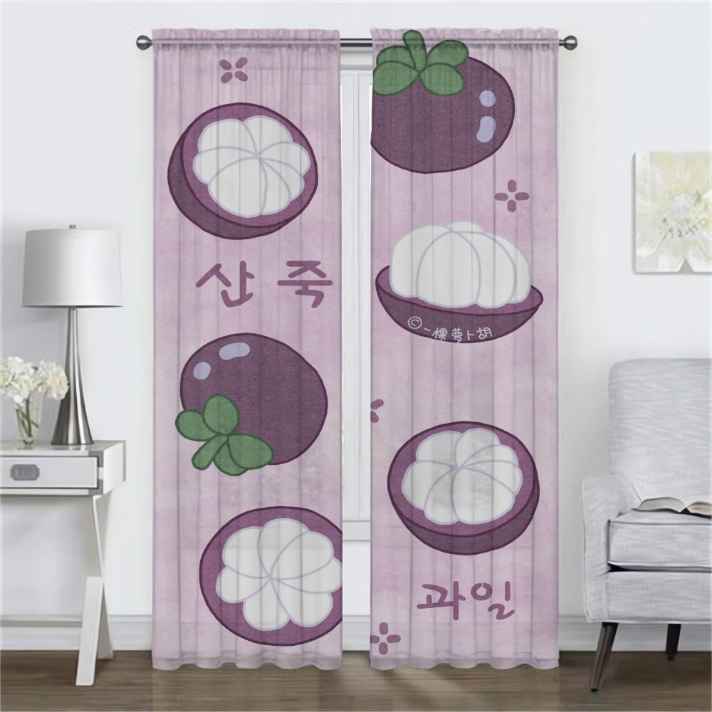 Room Curtains Fruit Shades Home Interior Camera Partition Living Curtain Halloween Decoration Set Of 2 Elegant Made Polyester Washable Sitting Ready