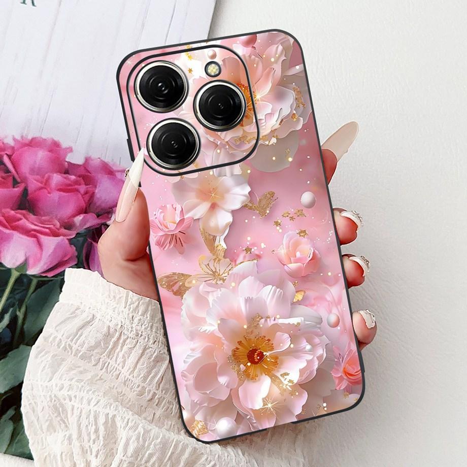 Luxury Matte Silicone Soft Case For Tecno Spark 20 20Pro 20 Pro+ 4G 5G Spark 20C KJ7 KJ6 KJ5 BG7 Capa Flower Loving Heart Cover
