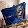 Bayern Munich Personalized Fleece Blanket With Football Logo, Custom Name Text Soft Warm Home Throw Blanket
