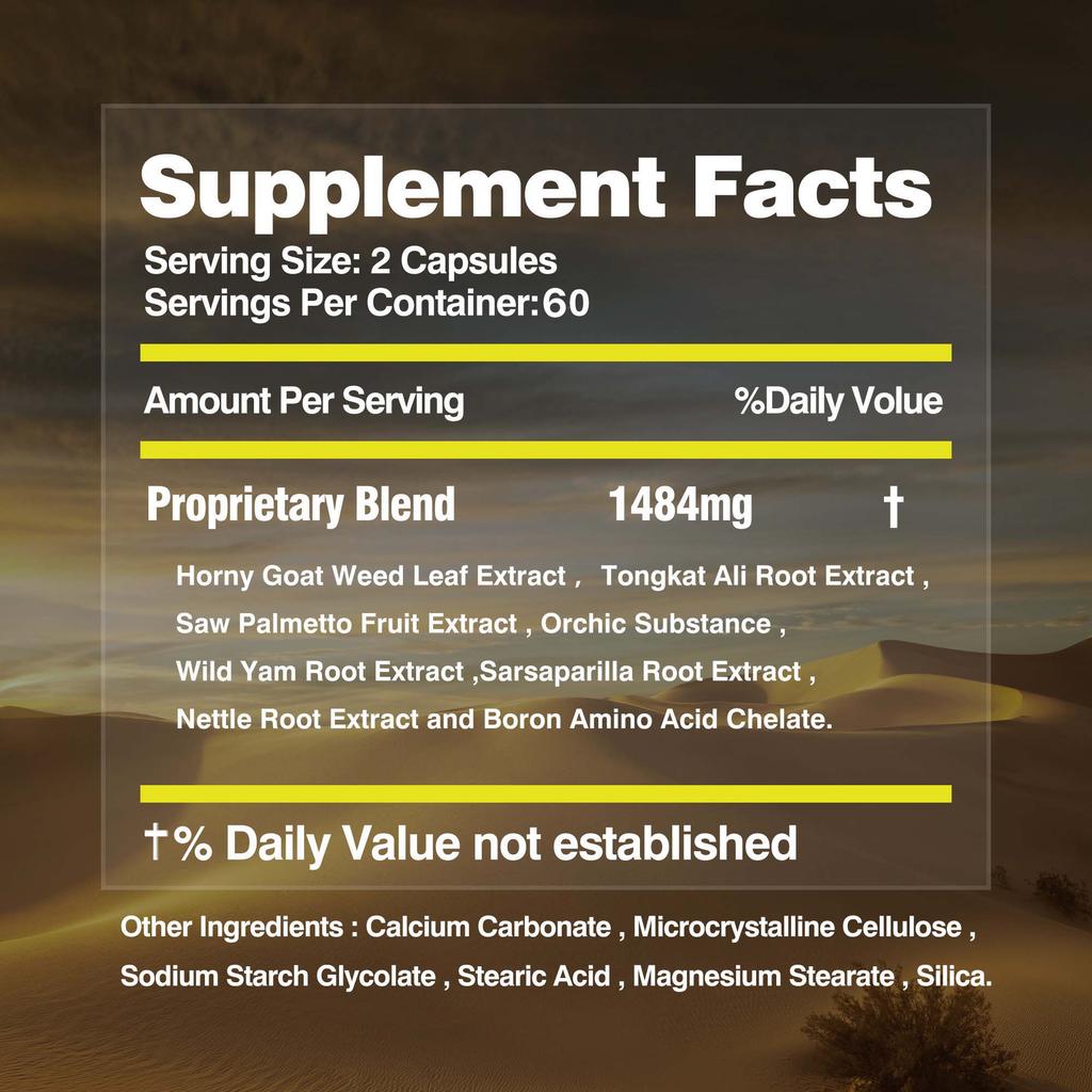 Contains Epimedium Extract, a Natural Endurance, Strength and Stamina Supplement, Enhances Athletic Performance, and Boosts Energy.