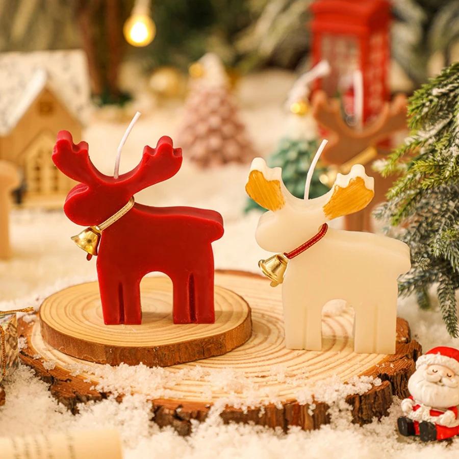 1 Red Deer Scented Candles, Creative Christmas Elk Festive Atmosphere Candles, Party Decorations, Souvenir Gifts