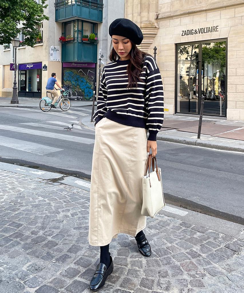 Ppaeppae Plus Size Back Elastic Slit H-Line Long Skirt