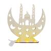 Wood Muslim Ramadan Decoration Night Light Mosque with Moon Shape Decorative Table Centerpiece for