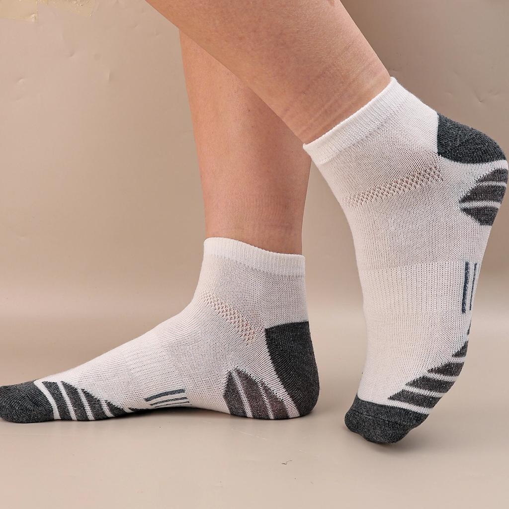 10Pairs Men Black White Grey Towel Bottom Sweat Absorbent Anti Odor Breathable Non Slip Ear Loop Short Socks for Running Sport