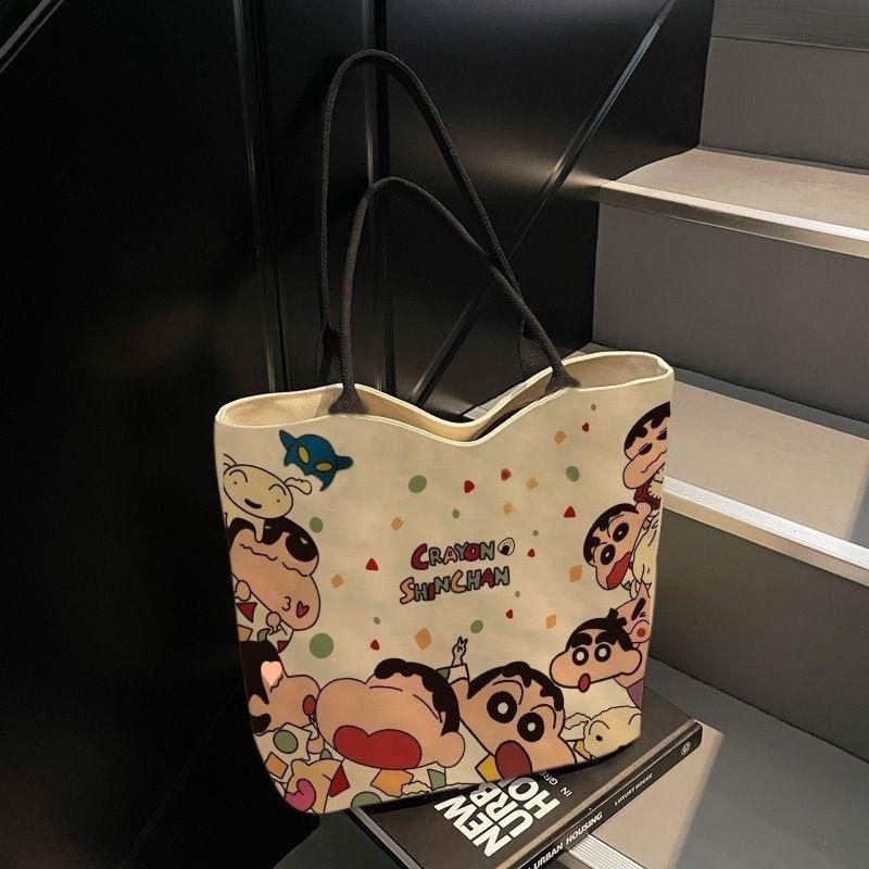 Women's Cartoon Canvas Tote Bag, Large Capacity for Home or Commute, 2025 Design