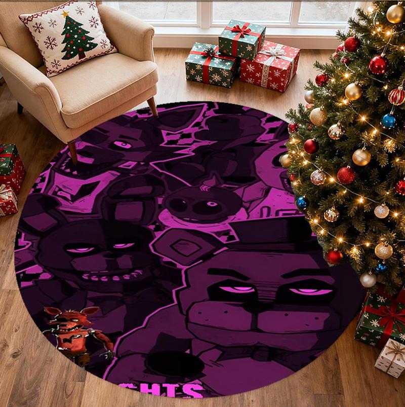 Five Nights at Freddy's Muster Runder Teppich, Innen-/Außenmatte, für Picknick, Spielzimmer, Schlafzimmer, Büro, Wohnzimmer, Heimdeko Teppich, Geburtstagsgeschenk
