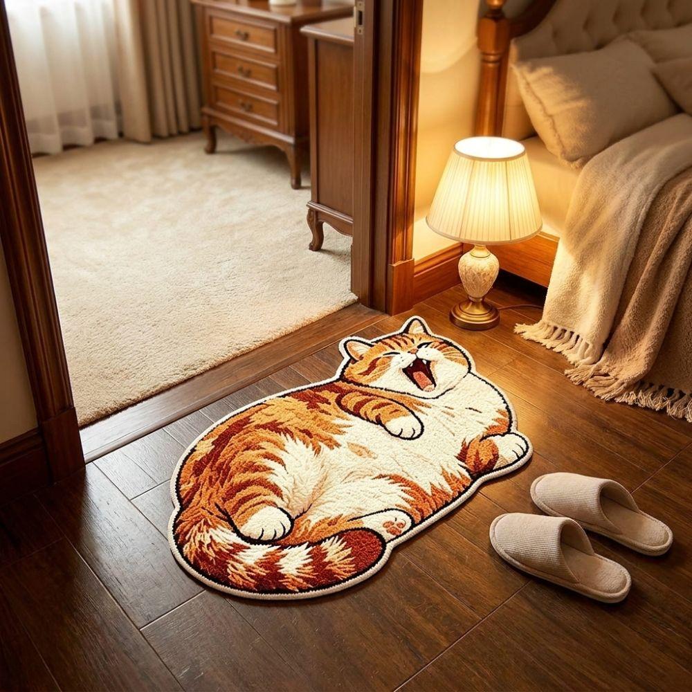 Non-Slip Home Decor Carpet 2D Cartoon Carpet Cute Cat-Shaped Area Rug  Living Rooms