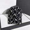 Fashion Floral Print Baseball Hat for Women Shiny Rhinestone Sunshade Adjustable Duck Tongue Cap Girls Outdoor Peaked Hat