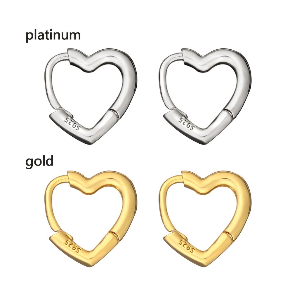 Fashion Jewelry Gift Heart Shaped S925 Studs Hoop Earrings Hypoallergenic