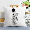 Simple Line Character Printing Decorative Pillowcase Bedroom Living Room Square Cushion Pillowcase
