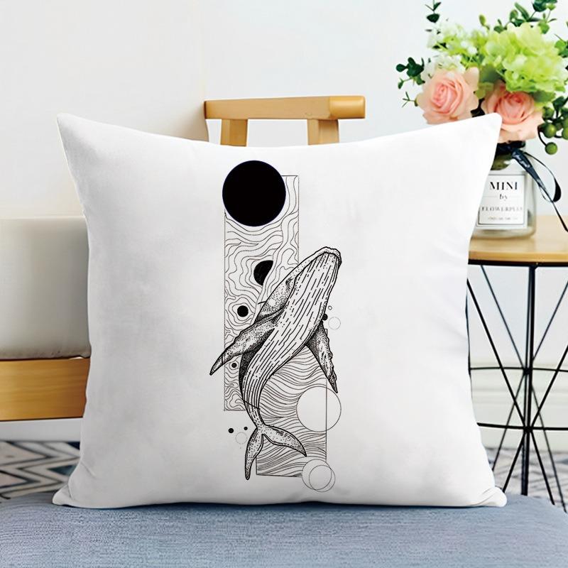 Simple Line Character Printing Decorative Pillowcase Bedroom Living Room Square Cushion Pillowcase