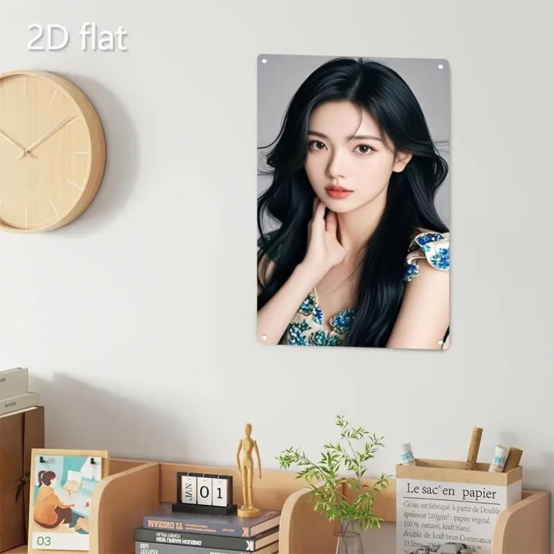 Vintage Metal Wall Sign Retro Woman Portrait Iron Rustic Home Decor Poster