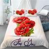 3D Rode Klaproos Dekbedovertrek King Queen Size Mooie Bloem Polyester Dekbedhoes met Kussenslopen Kinderen Volwassenen Huis Slaapkamer Decoratie