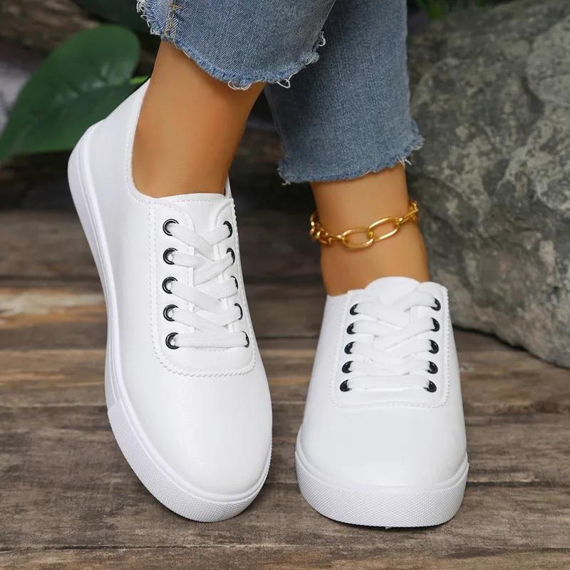Fashion Women Flats Sneakers Running Designer Sport Shoes Leather Casual Shoes 2024 Trend Cozy Walking Lace Up Chaussures Femme