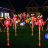 Interiérové nástenné ozdoby Solárne Halloweenske Netopierové Záhradné Svetlá, Realistická Kostra Dekorácia Cesty, Vodotesné LED 3D Kosti Rekvizity Strašidelné Svetlo na Kôl pre