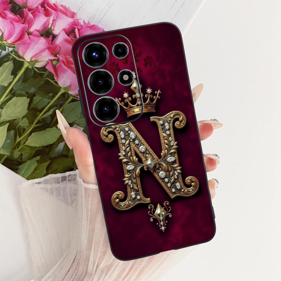 For Itel S26 Ultra 2026 Royal Crown Initial Letter Couple Phone Case For Itel Super 26Ultra Black Silicon Soft Covers Bumpers