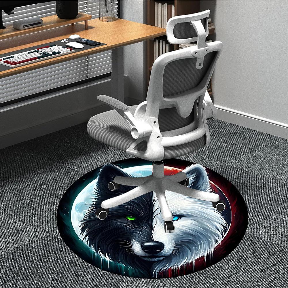 1pc Wolf Moon Office Round Area Rug, Under Office Chairs Bedroom Living Room Home Decor, Room Deco, Available In Various Sizes