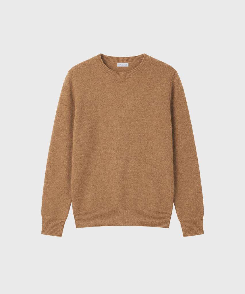 Keulleiseu 100% Wool Round Neck Knit Sweater_Black