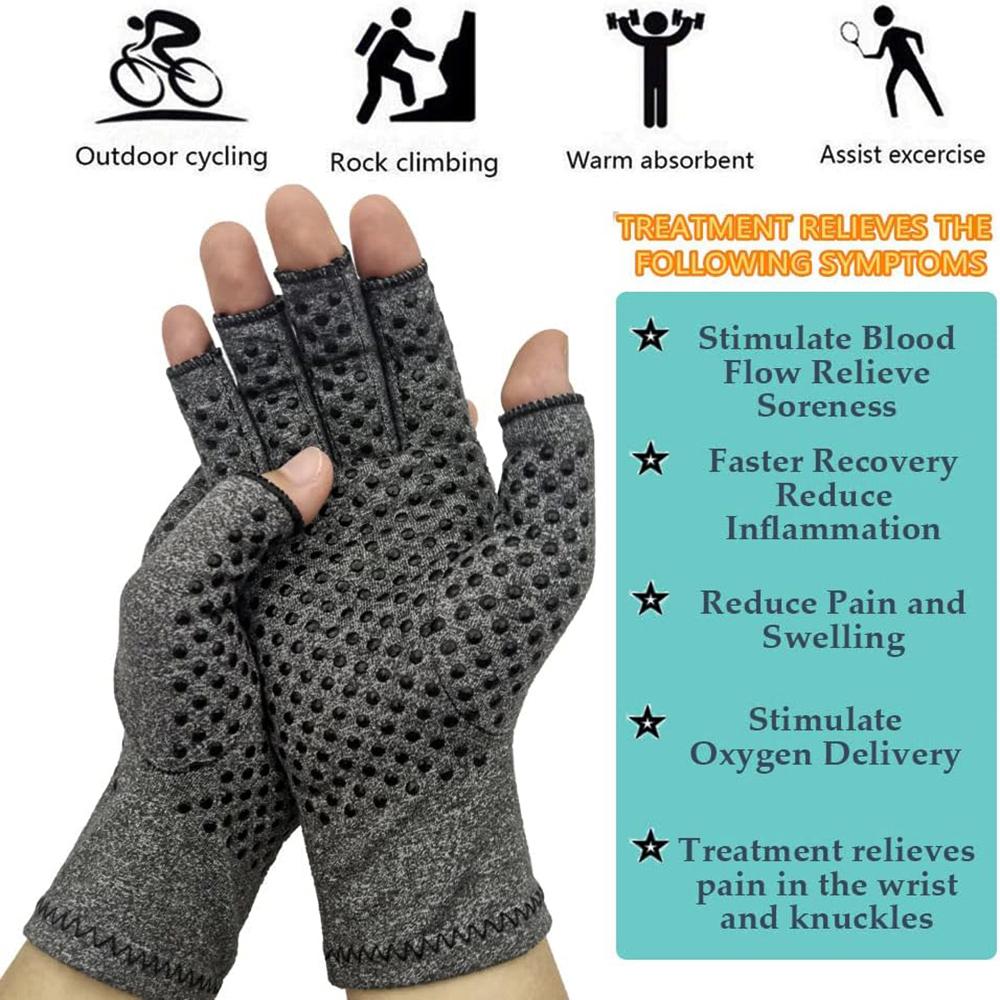 1Pair Fingerless Compression Arthritis Gloves for Women Men Relief Carpal Tunnel Rheumatiod Tendonitis Hand Support