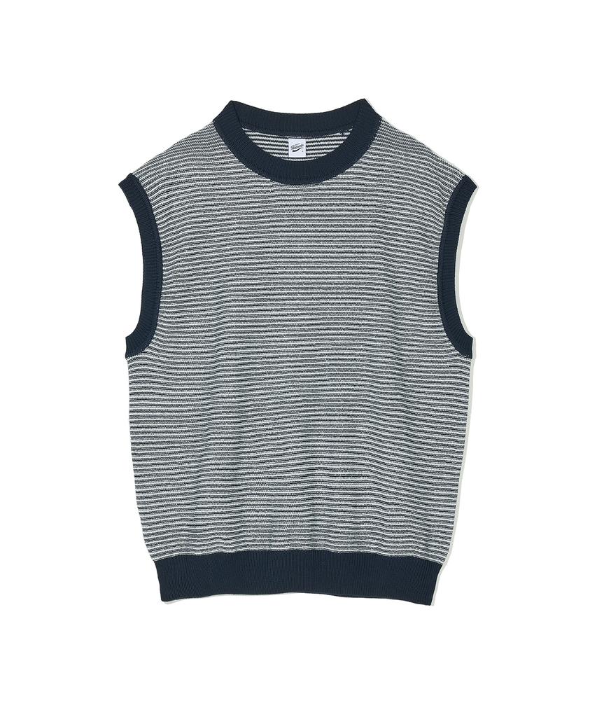 Partimento Striped Knit Vest Navy
