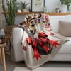 Tuniu Cute Deer Throw Blanket for Winter Sofa Bed Room Decoration Gift Idea Christmas New Year Warm Fleece Blanket