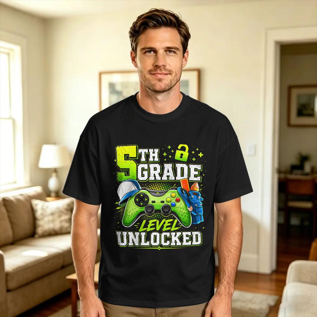 1st Grade Level Unlocked Video Game Back To School Tshirt Summer Popular Tshirts 100 Cotton O Neck Oversized Clothes