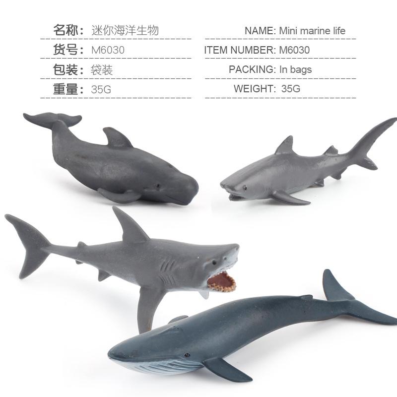 Mini Marine Creature Model Great White Shark Blue Whale Pilot Whale Shark Ornament Hand-Drawn Solid Toy