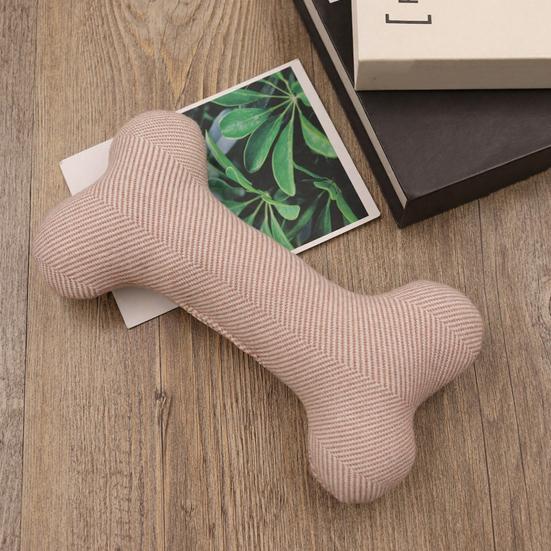 Pet Toy Bone Shape Soft Cotton Filled Chew Resistant Dog Toy with Built-in Squeaker Elastic Dog Chew Toy