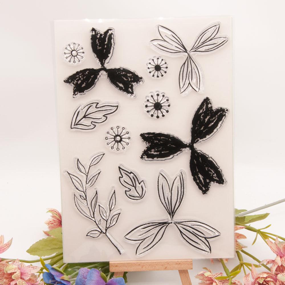 Leaf Flower Branch Transparent Silicone Clear Stamps for Seal DIY Scrapbooking Photo Album Decor Art Plant