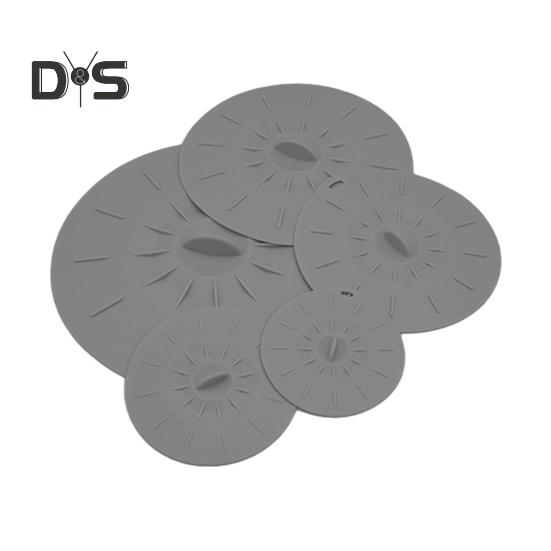 5Pcs Silicone Food Lid Set Leakproof Multi-Size Covers for Bowls Pots Skillets Heat-Resistant Microwave Oven Safe Frying Pan Lid