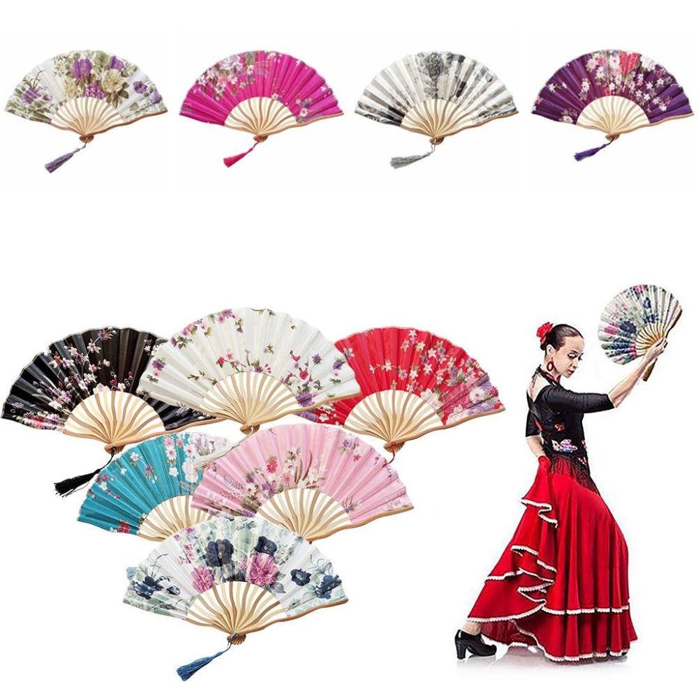 Portable Colorful Flower Japanese Style Personalized Summer Gift Home Decoration Fan Crafts Dance Hand Fan Folding Fan