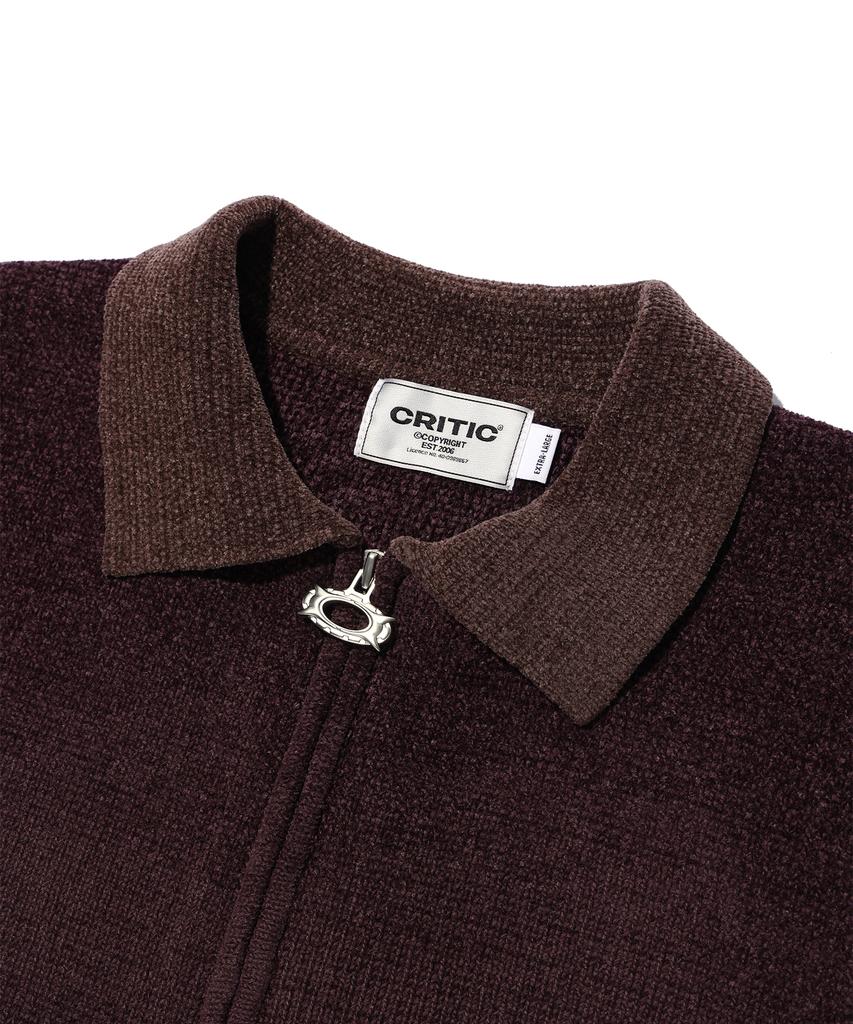 CRITIC Work Jacket Knit Zip Up Purple