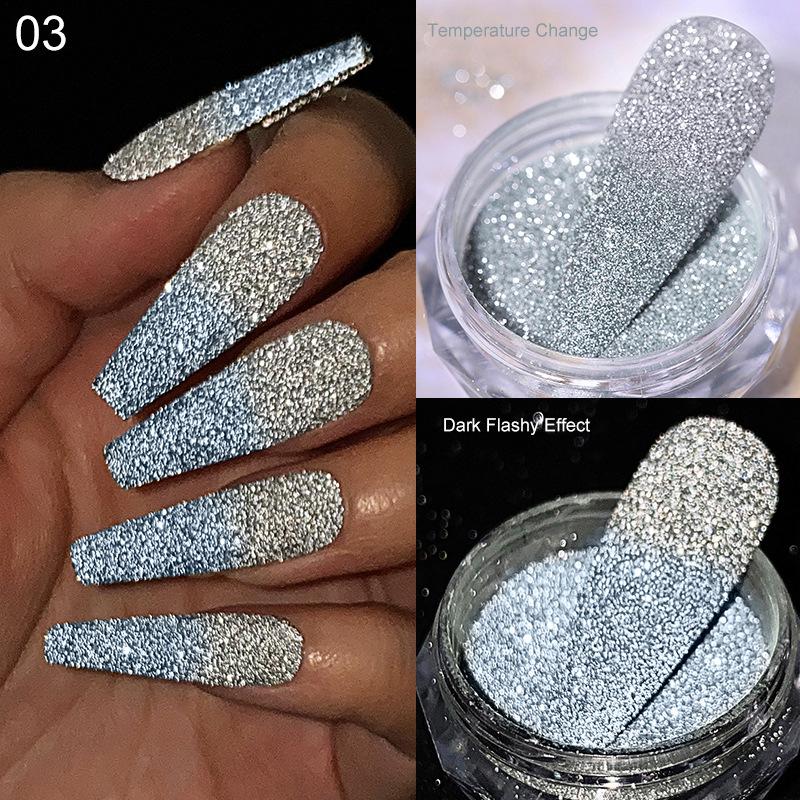 Explosiver Flash Warmer Gebrochener Diamant Puder, Kristall Sand Zucker Puder, Nagelglitzer, Paillettenfarbiger Diamant Hüpfpuder