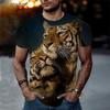 Fierce Tiger Animal Pattern Men's T-Shirts Short Sleeve 3D Animal Printed