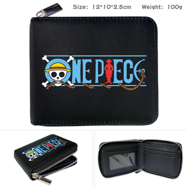 One Piece Anime Zip PU Wallet Luffy Print Short Coin Purse Card Holder